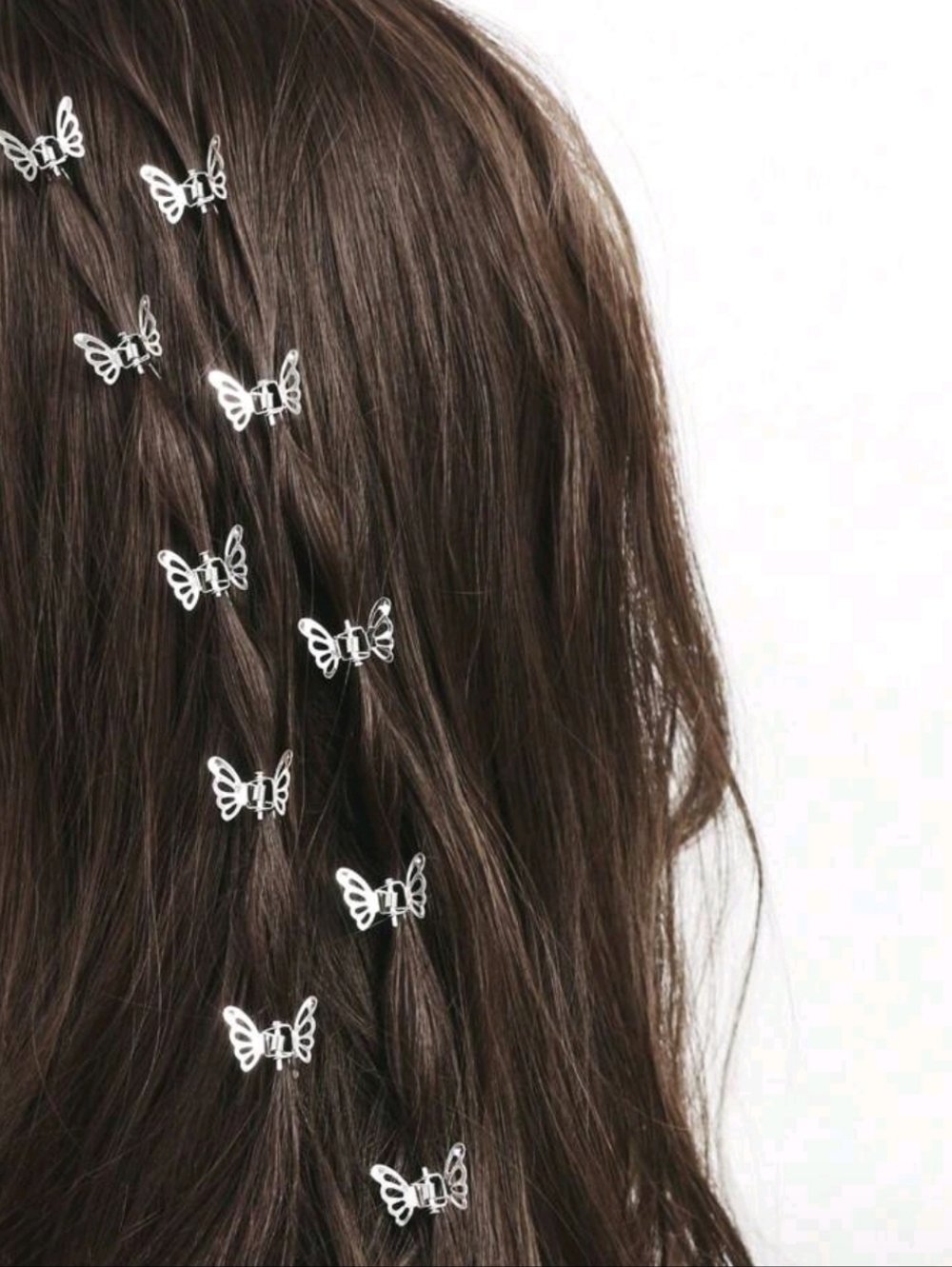 NWT, Silver Butterfly Hair Clips, Set Of 10